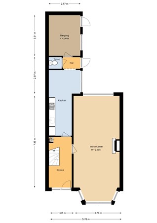 Floorplan - Stadsgracht 23, 3752 XD Bunschoten-Spakenburg